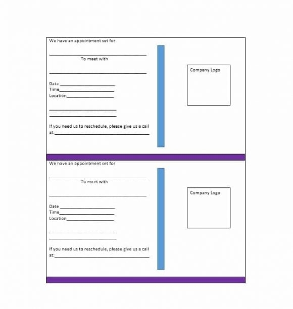 40+ Appointment Cards Templates & Appointment Reminders With Regard To Appointment Card Template Word