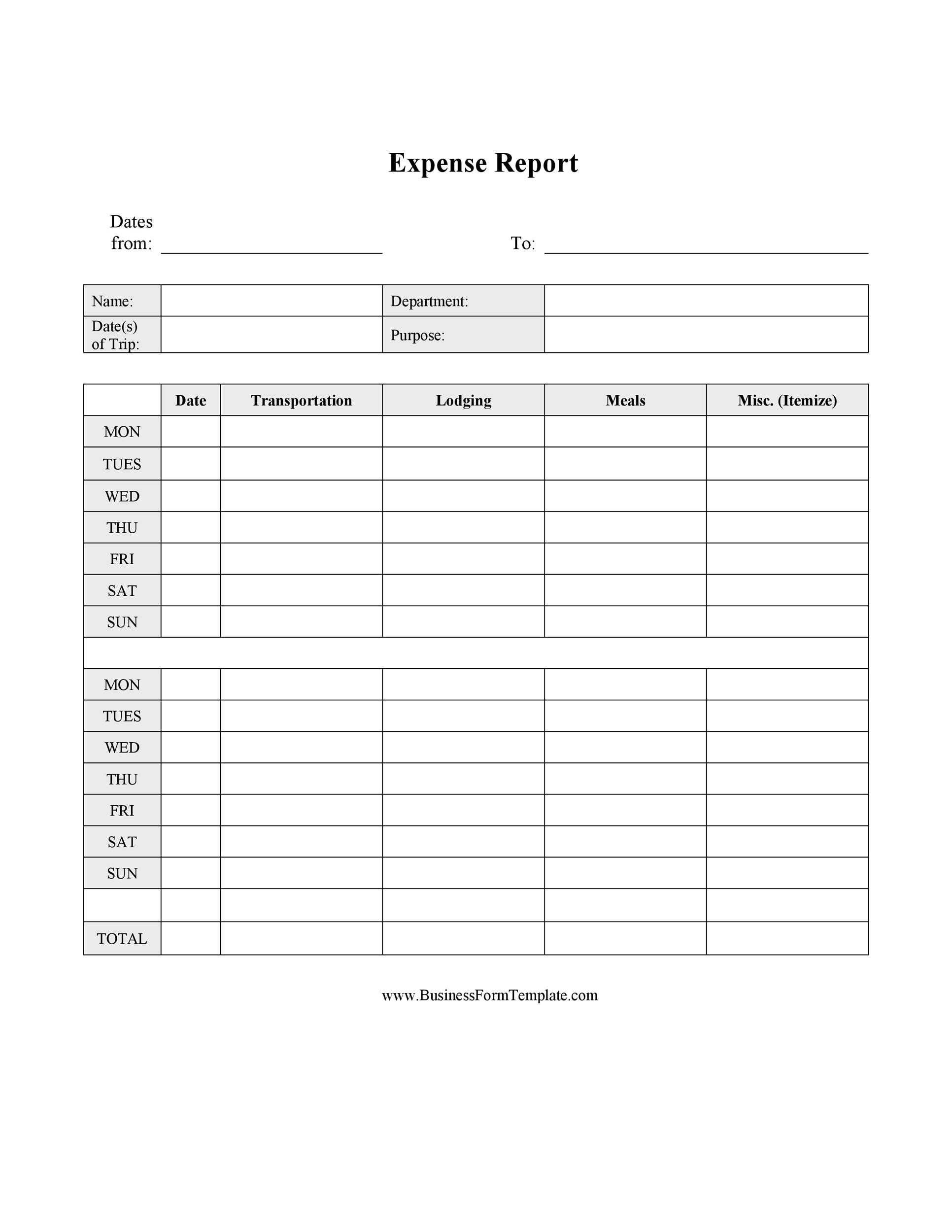 40+ Expense Report Templates To Help You Save Money ᐅ Templatelab For Expense Report Template Xls