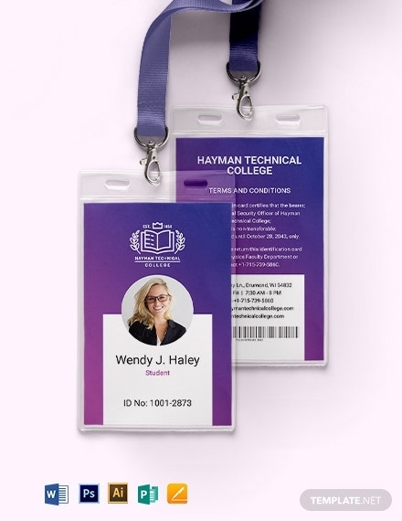 43+ Free Id Card Templates - Word (Doc) | Psd | Indesign | Apple Pages For College Id Card Template Psd