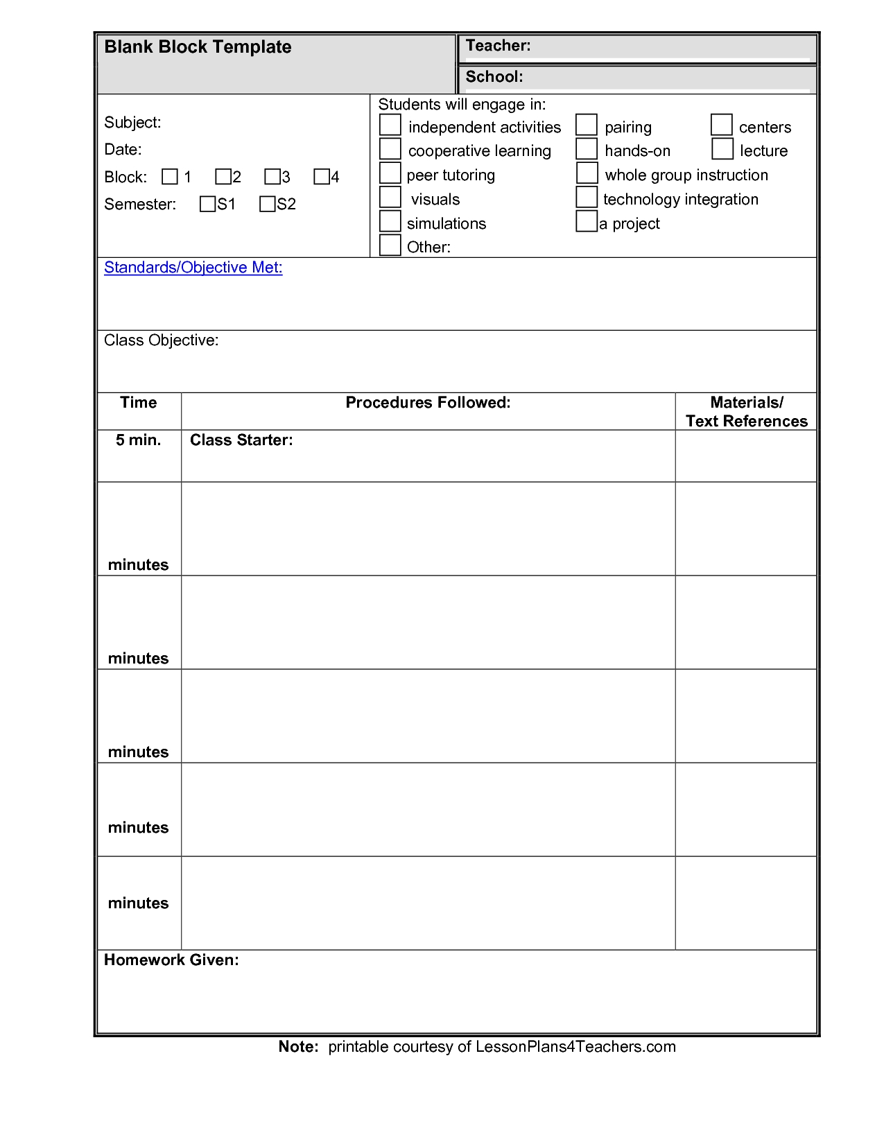44 Free Lesson Plan Templates Common Core Preschool Weekly – 44 Free Intended For Blank Preschool Lesson Plan Template