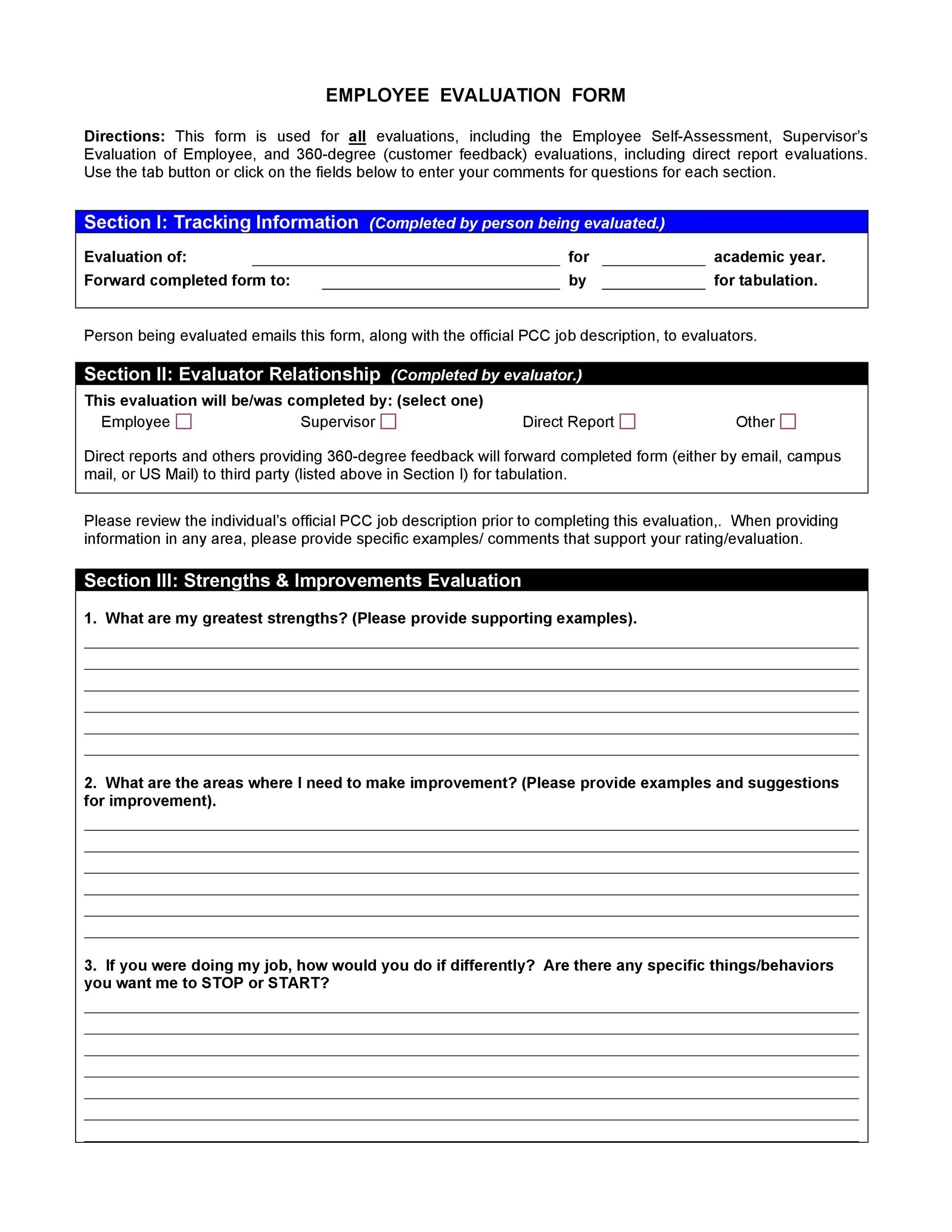 46 Employee Evaluation Forms & Performance Review Examples For Service Review Report Template