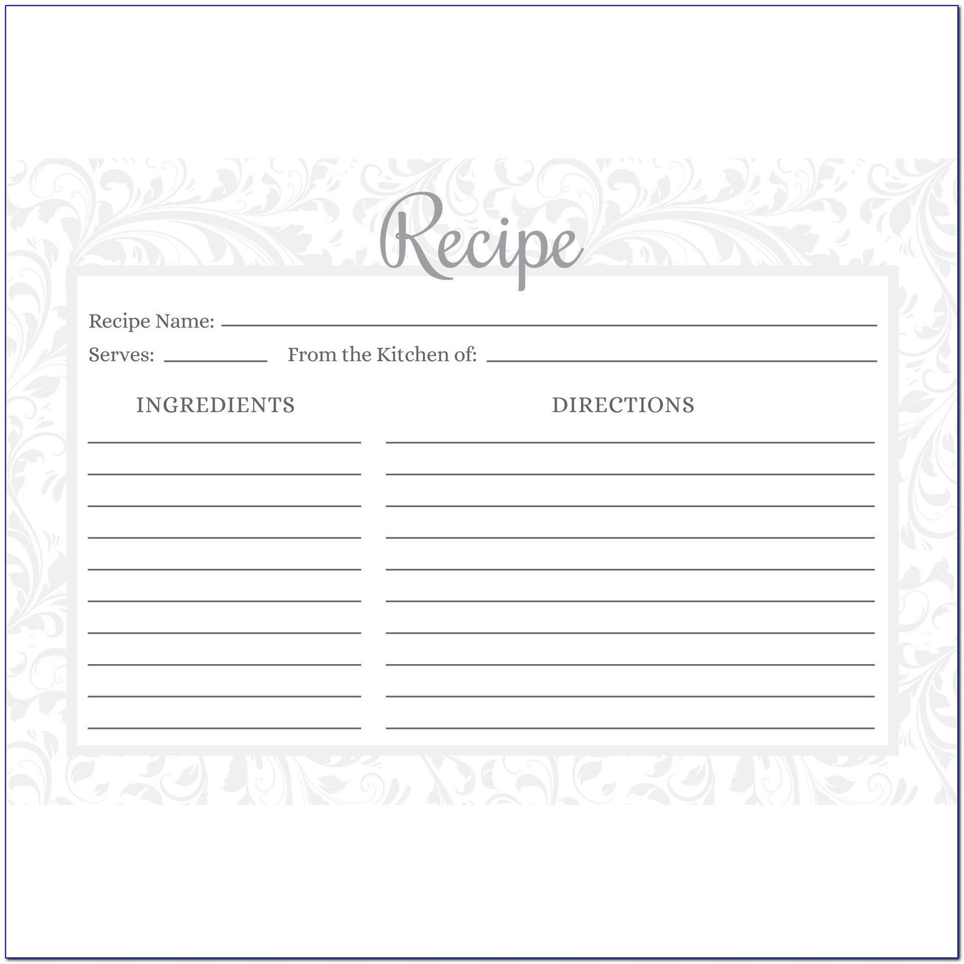 4X6 Recipe Templates For Microsoft Word : Free Recipe Card Template With Microsoft Word Recipe Card Template