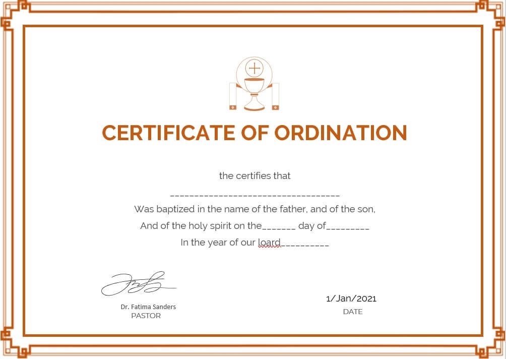 5+ Certificate Of Ordination Template | Room Surf Inside Ordination Certificate Template