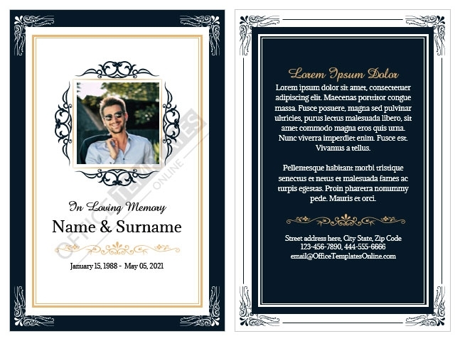 5 Free Obituary/Funeral Memorial Card Templates In Ms Word With Regard To Memorial Cards For Funeral Template Free