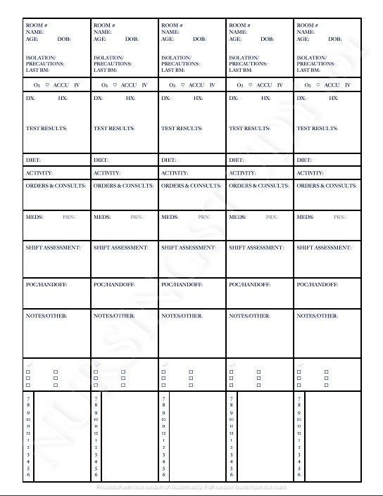 5 Patient Nursing Report Sheet Template. Med Surg Brain Sheet. | Etsy Intended For Med Surg Report Sheet Templates