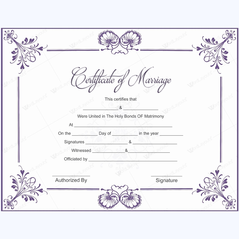 5 Plus Adorable Blank Marriage Certificate Designs For Word Inside Commemorative Certificate Template