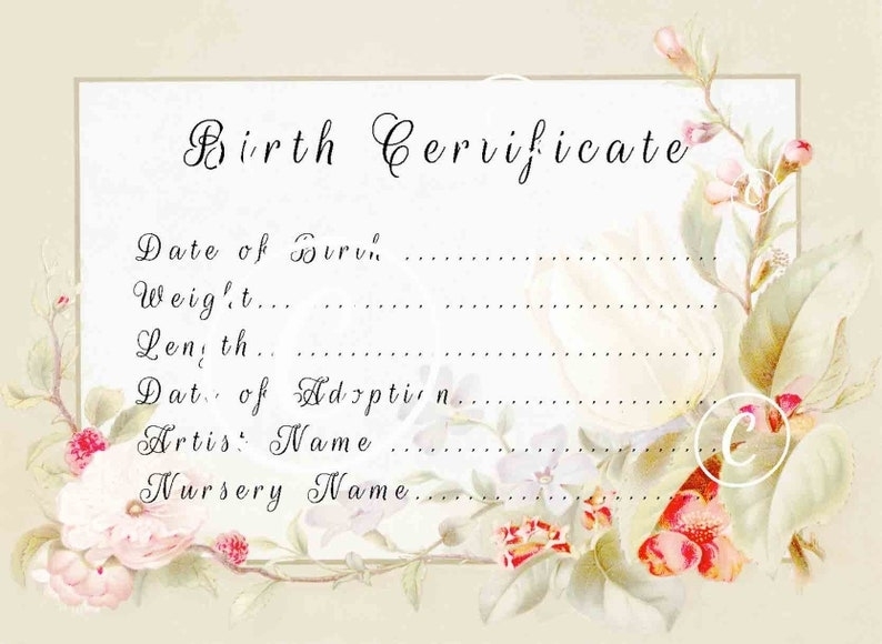 5 Reborn Baby Doll Birth Certificates Instant Download To | Etsy Within Baby Doll Birth Certificate Template