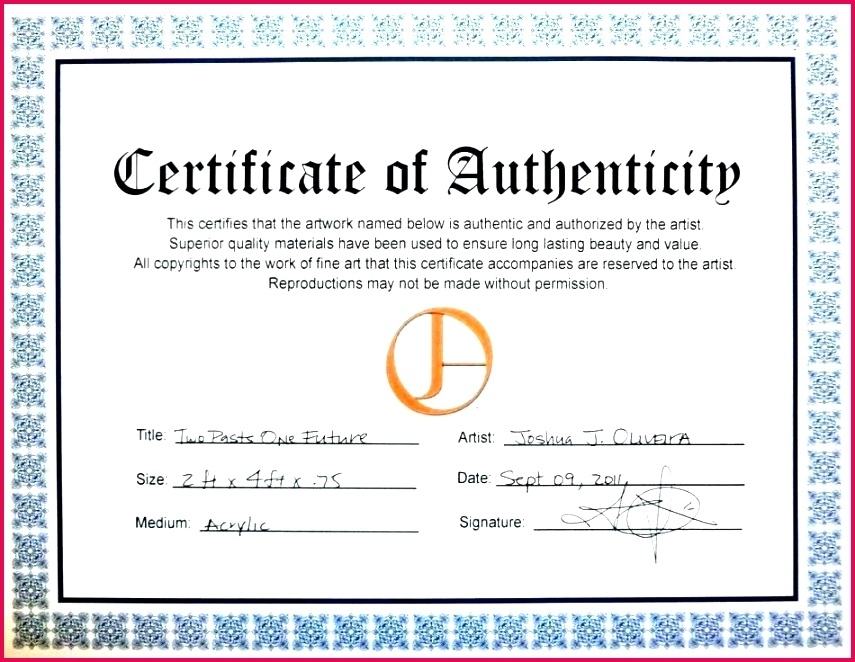 5 Template Certificate Of Authenticity For Art 69837 | Fabtemplatez Pertaining To Photography Certificate Of Authenticity Template