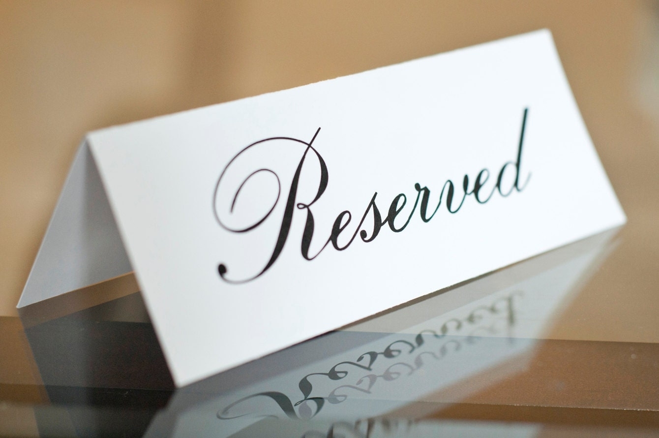 5 X 7 Printed Reserved Signs Wedding Reception Ceremony | Etsy For Table Reservation Card Template