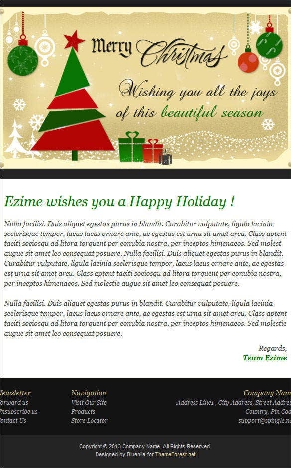 51+ Christmas Email Newsletter Templates – Free Psd, Eps, Ai, Html Intended For Holiday Card Email Template