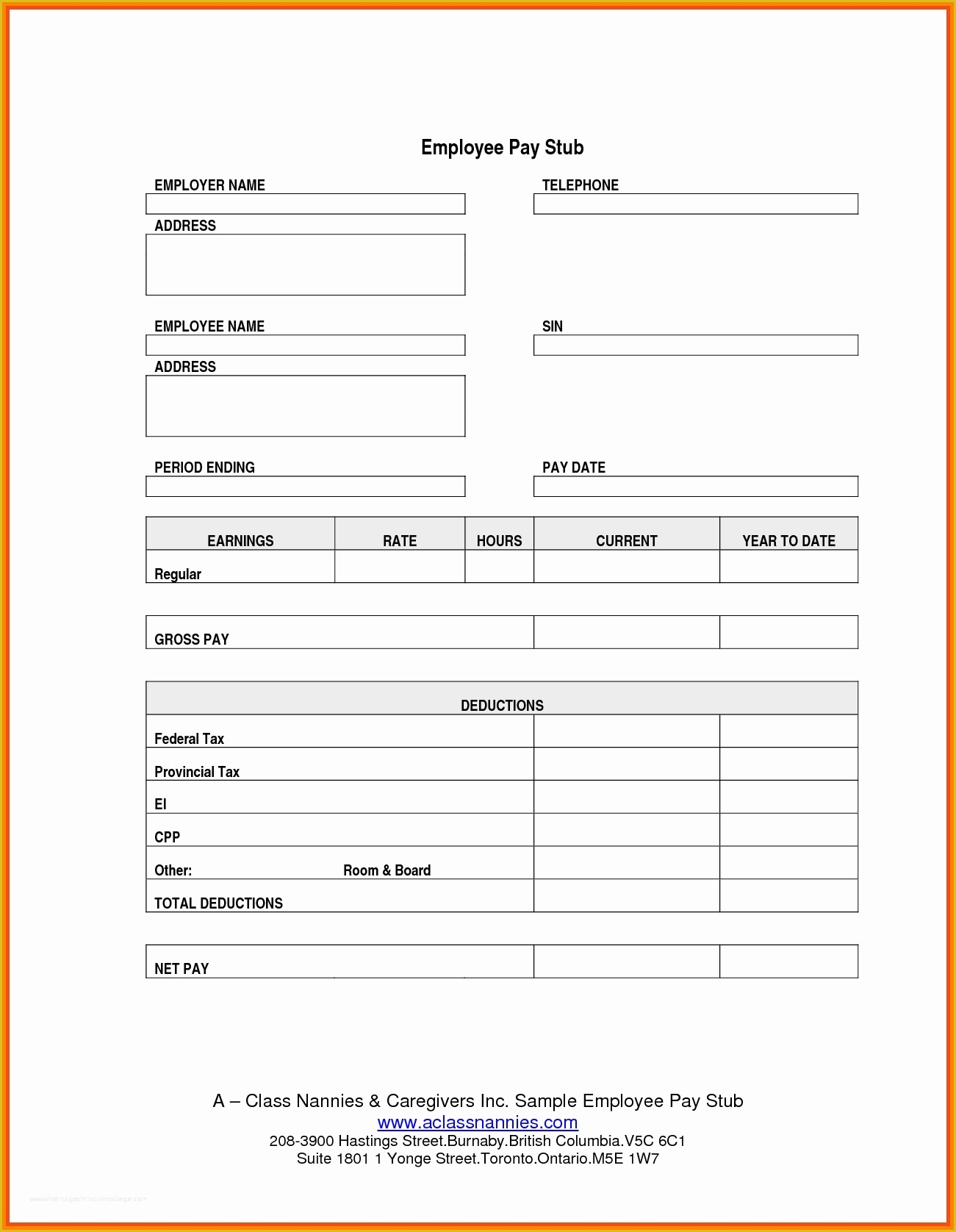 51 Pay Stub Template Word Document Free | Heritagechristiancollege In Blank Payslip Template