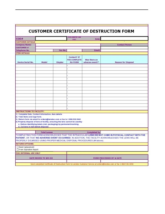 52 Useful Certificates Of Destruction (& Examples) – Printabletemplates Regarding Destruction Certificate Template