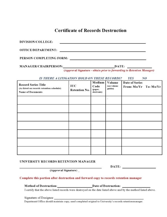 52 Useful Certificates Of Destruction (& Examples) – Printabletemplates With Certificate Of Disposal Template