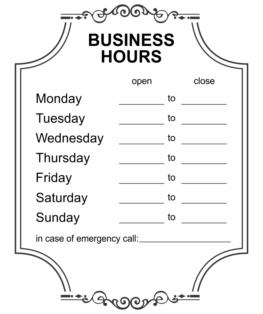 6 Best Printable Office Hours Sign – Printablee Throughout Hours Of Operation Template Microsoft Word
