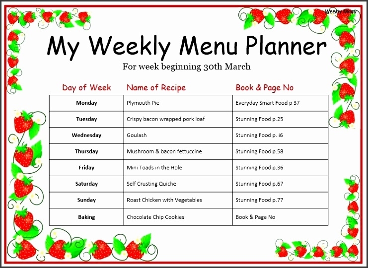 6 Weekly Menu Templates Free – Sampletemplatess – Sampletemplatess Within Menu Planning Template Word