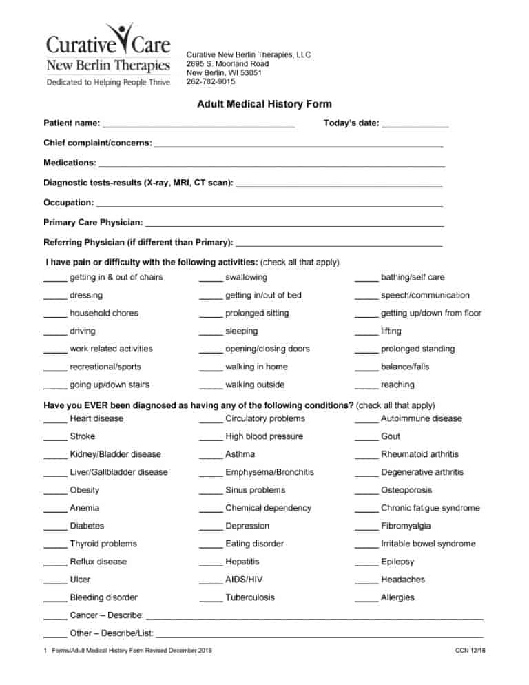 67 Medical History Forms [Word, Pdf] - Printable Templates Intended For Medical History Template Word