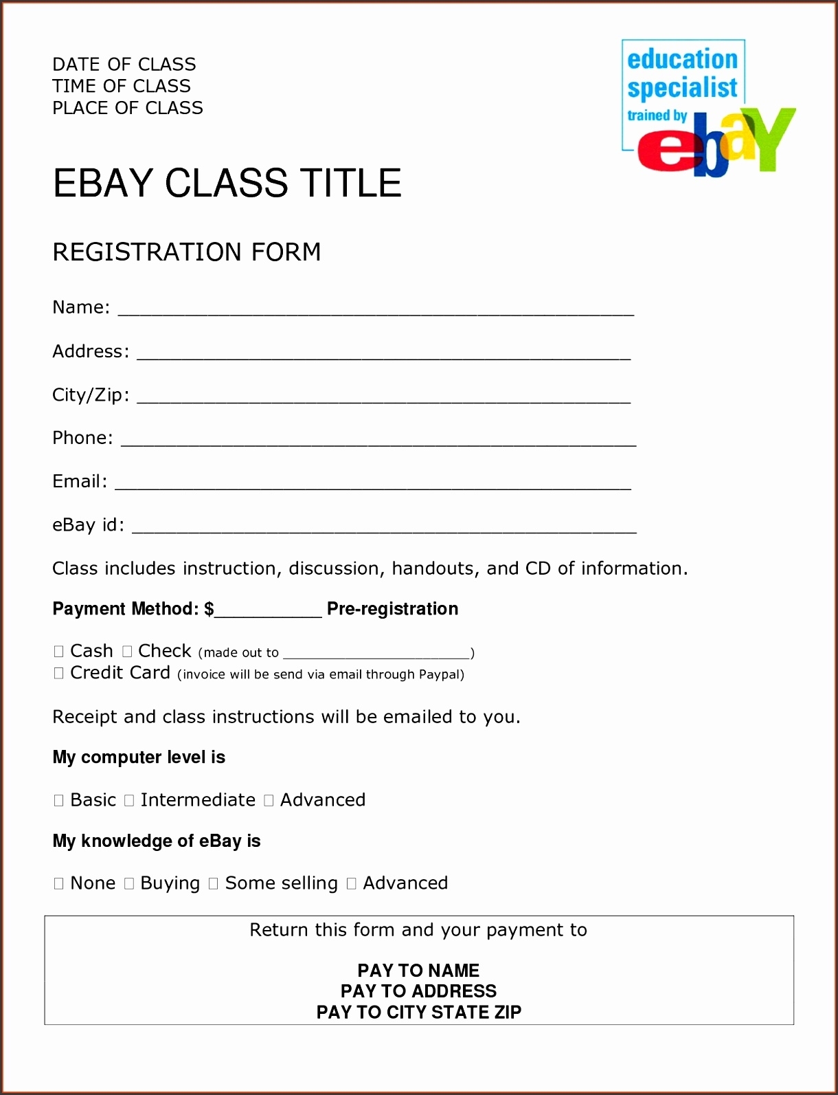 7 Class Registration Form Template Word – Sampletemplatess Throughout Registration Form Template Word Free