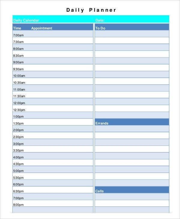 8+ Blank Printable Calendar Templates | Free & Premium Templates Within Printable Blank Daily Schedule Template