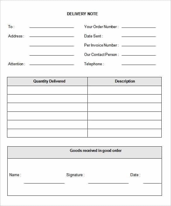 8+ Free Delivery Note Templates | Free Sample Templates For Proof Of Delivery Template Word