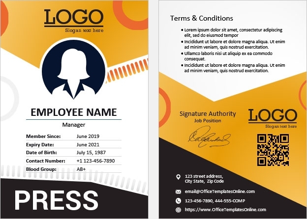 8+ Free Press Id Card (Pass Badge) Formats For Ms Word Throughout Id Card Template For Microsoft Word