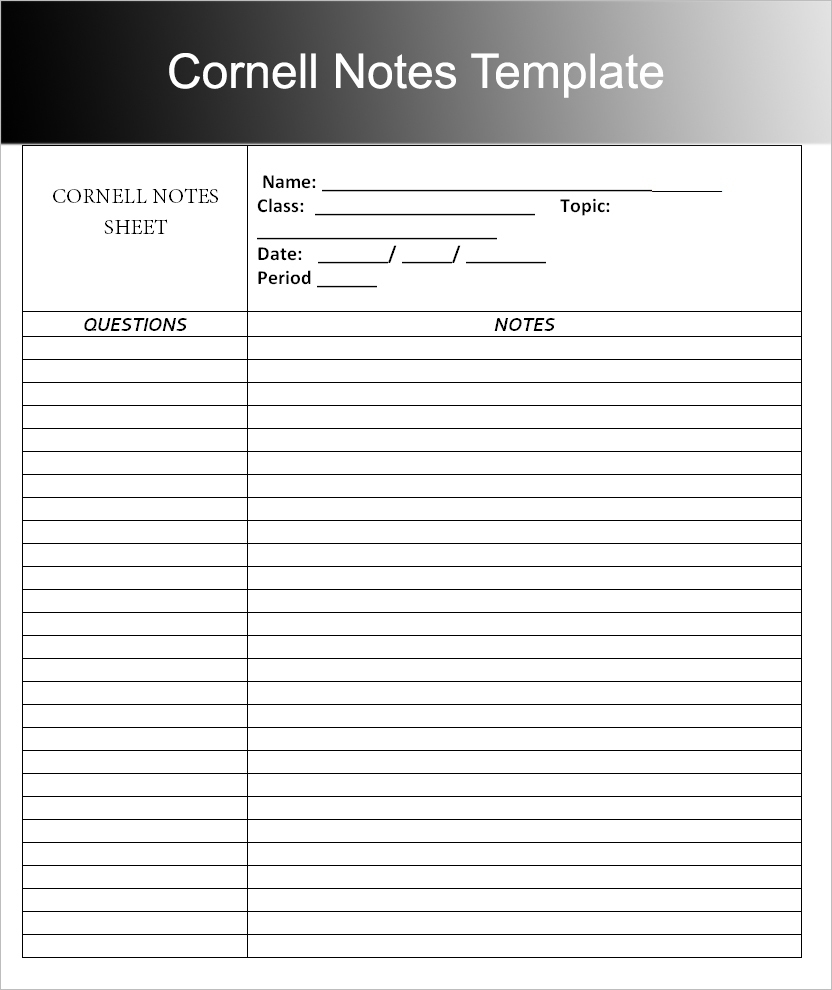 8+ Printable Cornell Notes Templates Free Word, Pdf Format In Cornell Note Template Word