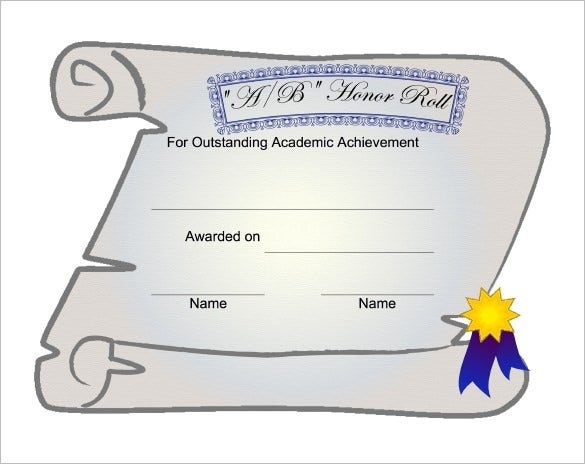 8+ Printable Honor Roll Certificate Templates &amp; Samples - Doc, Pdf in Certificate Scroll Template