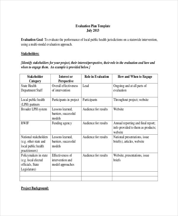 8 Project Evaluation Templates Free Sample Example Format Within Intervention Report Template