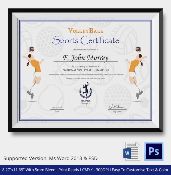 8+ Sports Certificate Templates – Free Sample, Example, Format | Free Regarding Athletic Certificate Template
