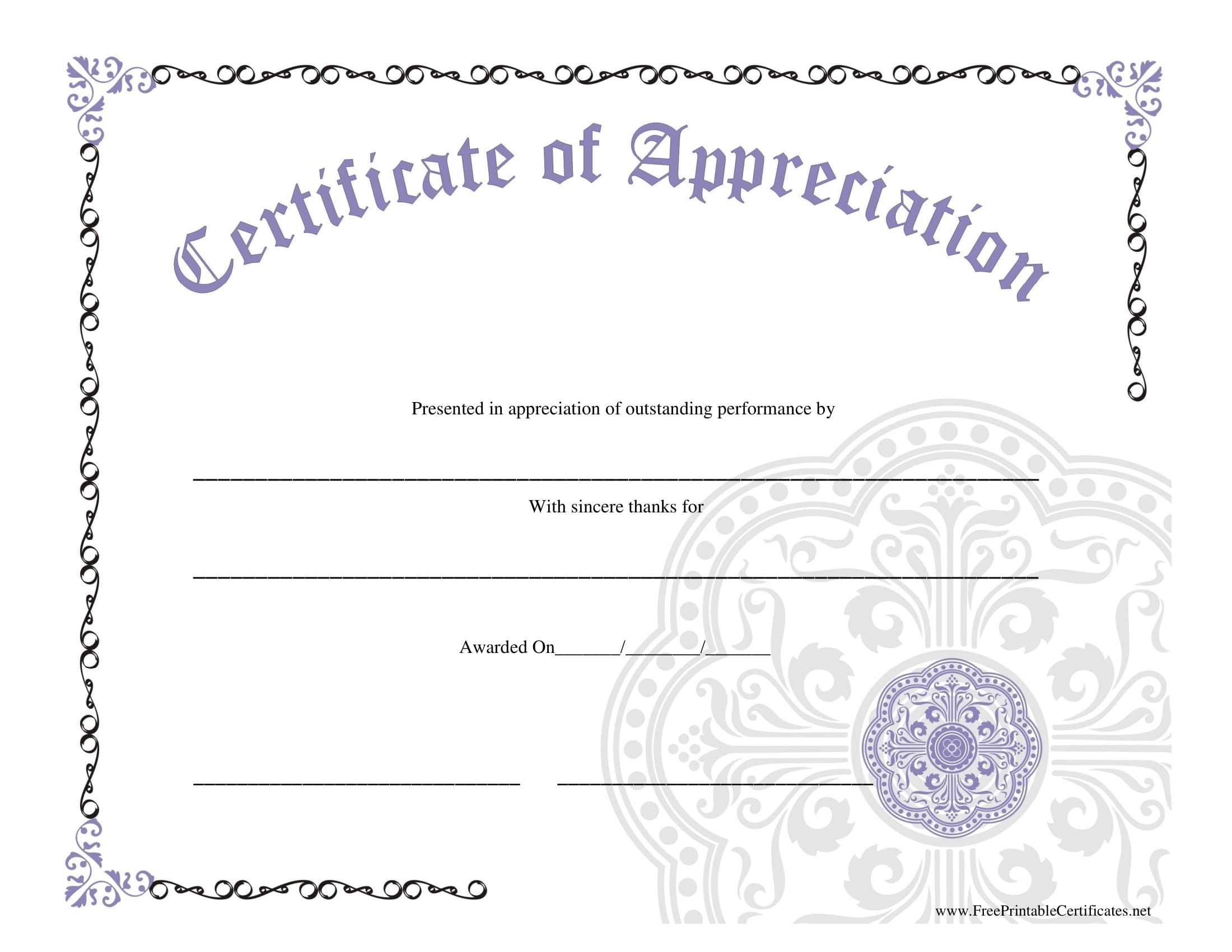 9+ Blank Award Certificate Examples – Pdf | Examples Inside Free Certificate Of Appreciation Template Downloads