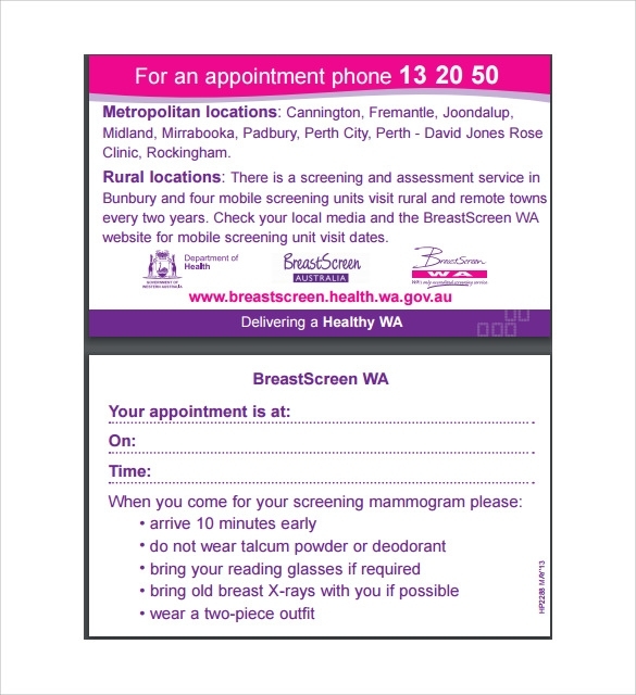 9+ Sample Appointment Cards | Sample Templates Within Appointment Card Template Word