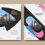 Abstract Binder Layout. Pink A4 Brochure Cover Design. Fancy Info Text For Fancy Brochure Templates