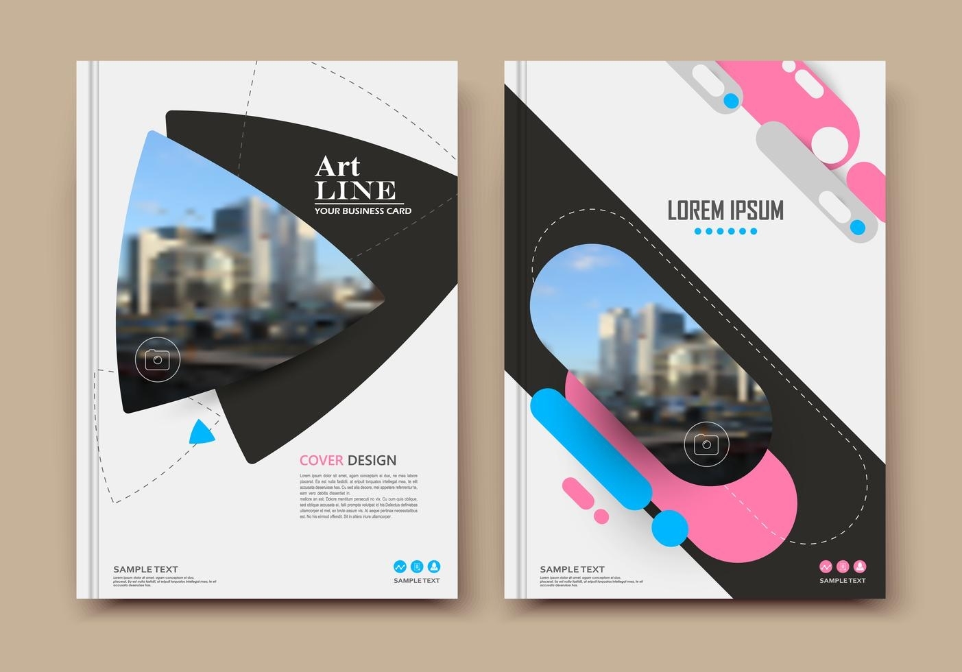 Abstract Binder Layout. Pink A4 Brochure Cover Design. Fancy Info Text For Fancy Brochure Templates