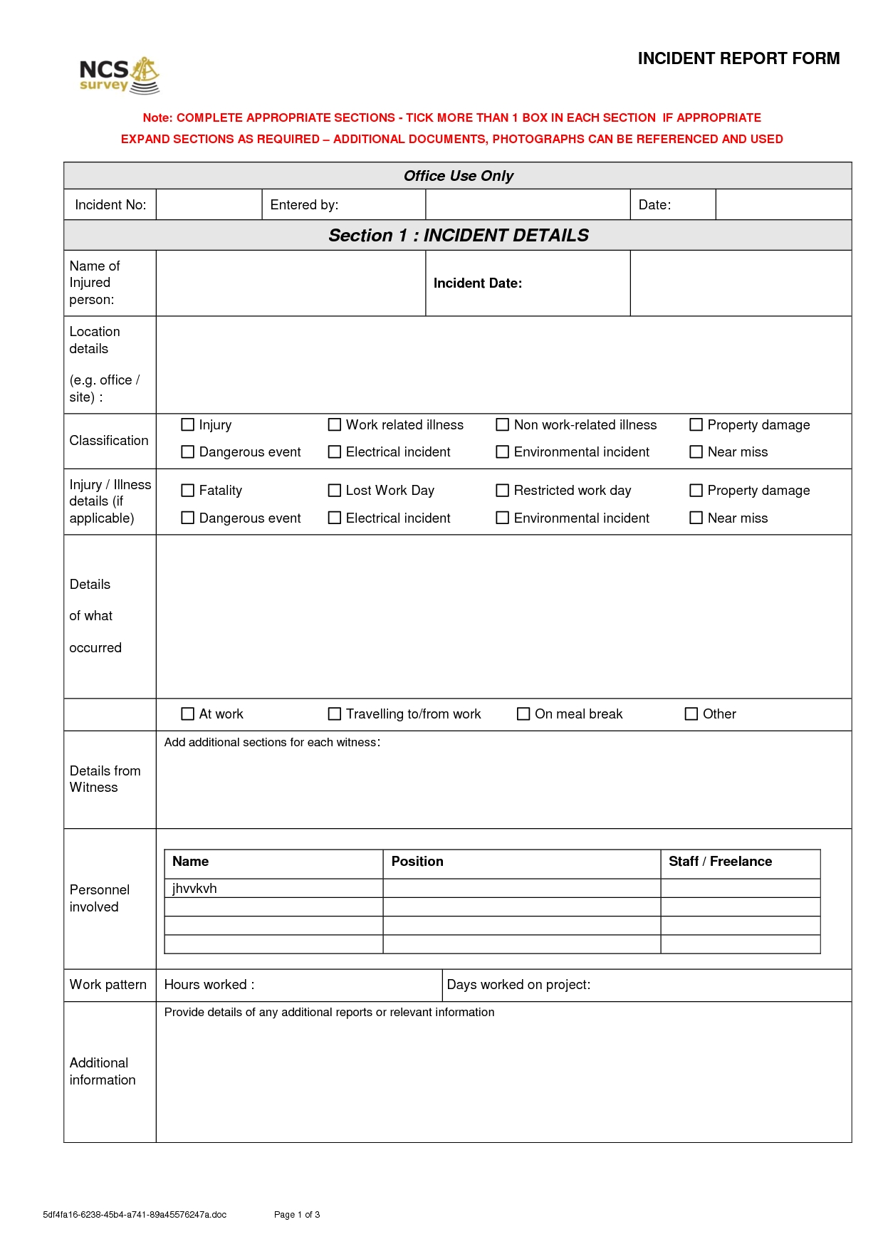 Accident Near Miss Report Form Template | Doctemplates With Regard To Near Miss Incident Report Template