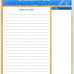Addictionary With Blank Grocery Shopping List Template