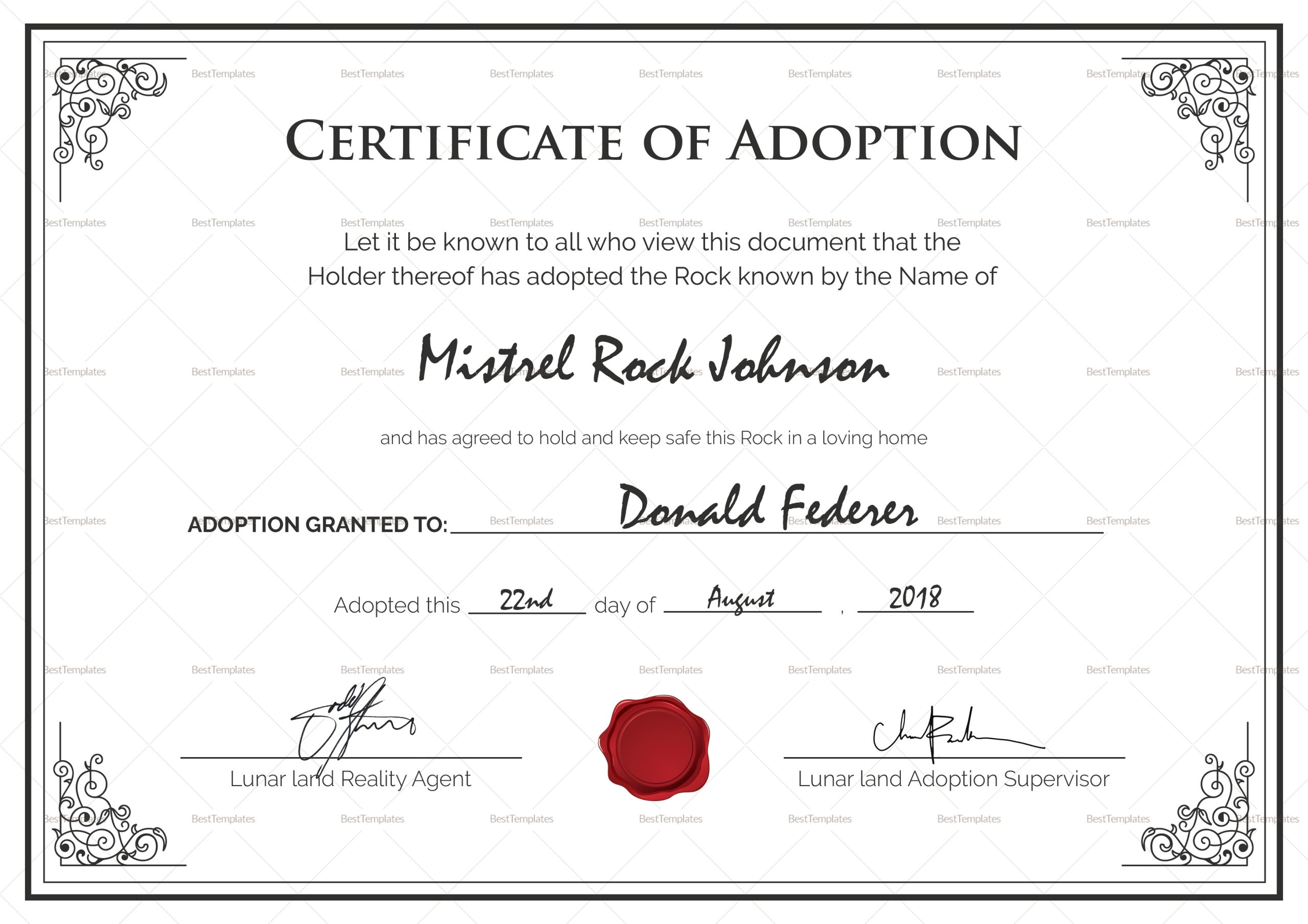 Adoption Certificate - The O Guide Pertaining To Child Adoption Certificate Template