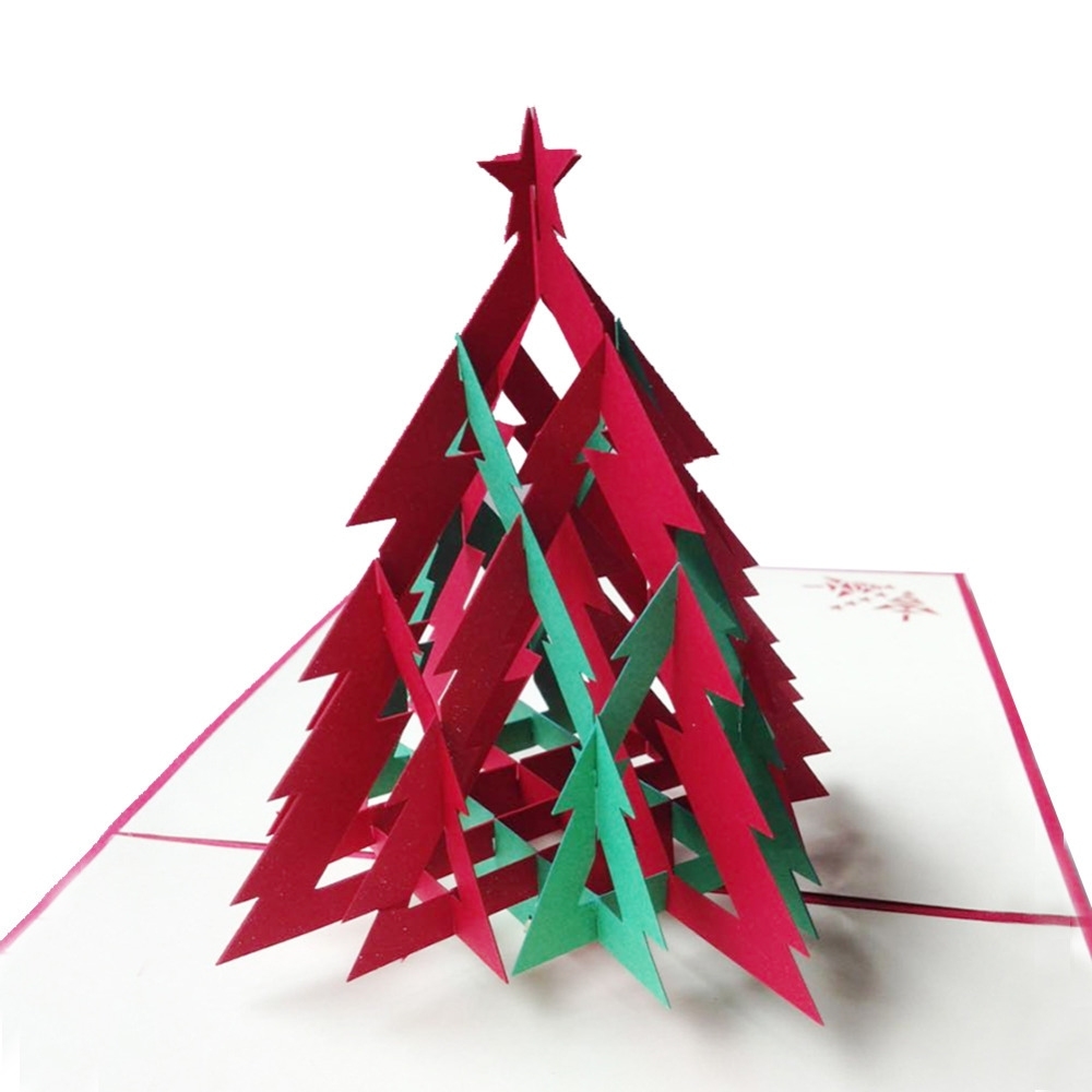 Aliexpress : Buy 3D Red & Green Christmas Tree Handmade Creative In 3D Christmas Tree Card Template