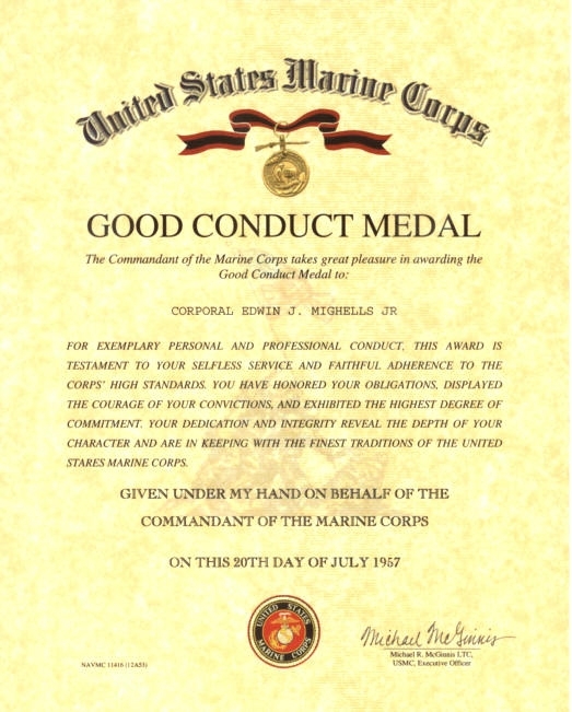 Army Good Conduct Medal : Other State Medals Throughout Army Good Conduct Medal Certificate Template
