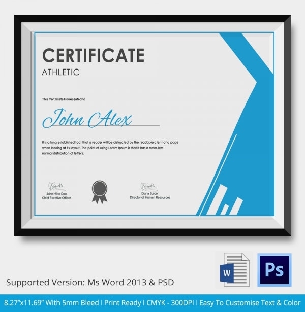 Athletic Certificate – 5+ Word, Psd Format Download | Free & Premium Pertaining To Athletic Certificate Template
