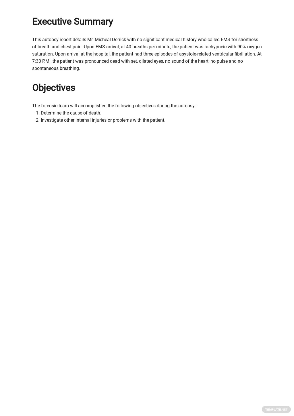 Autopsy Report Template In Google Docs, Word | Template Intended For Blank Autopsy Report Template