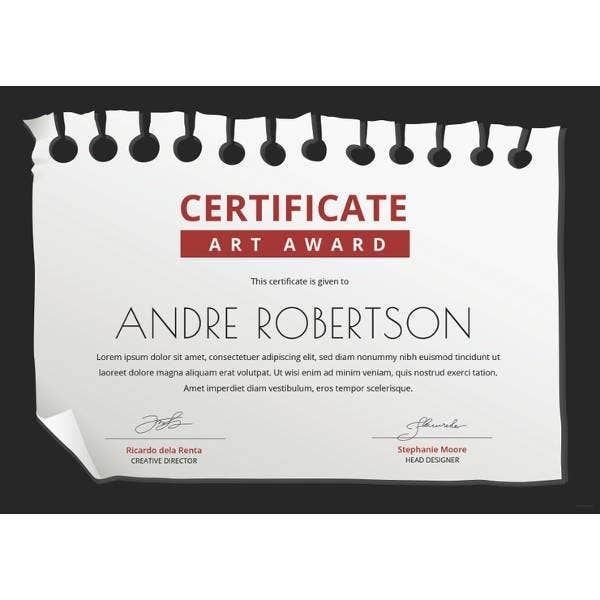 Award Certificate Template – 39+ Word, Pdf, Psd Format Download | Free For Free Art Certificate Templates