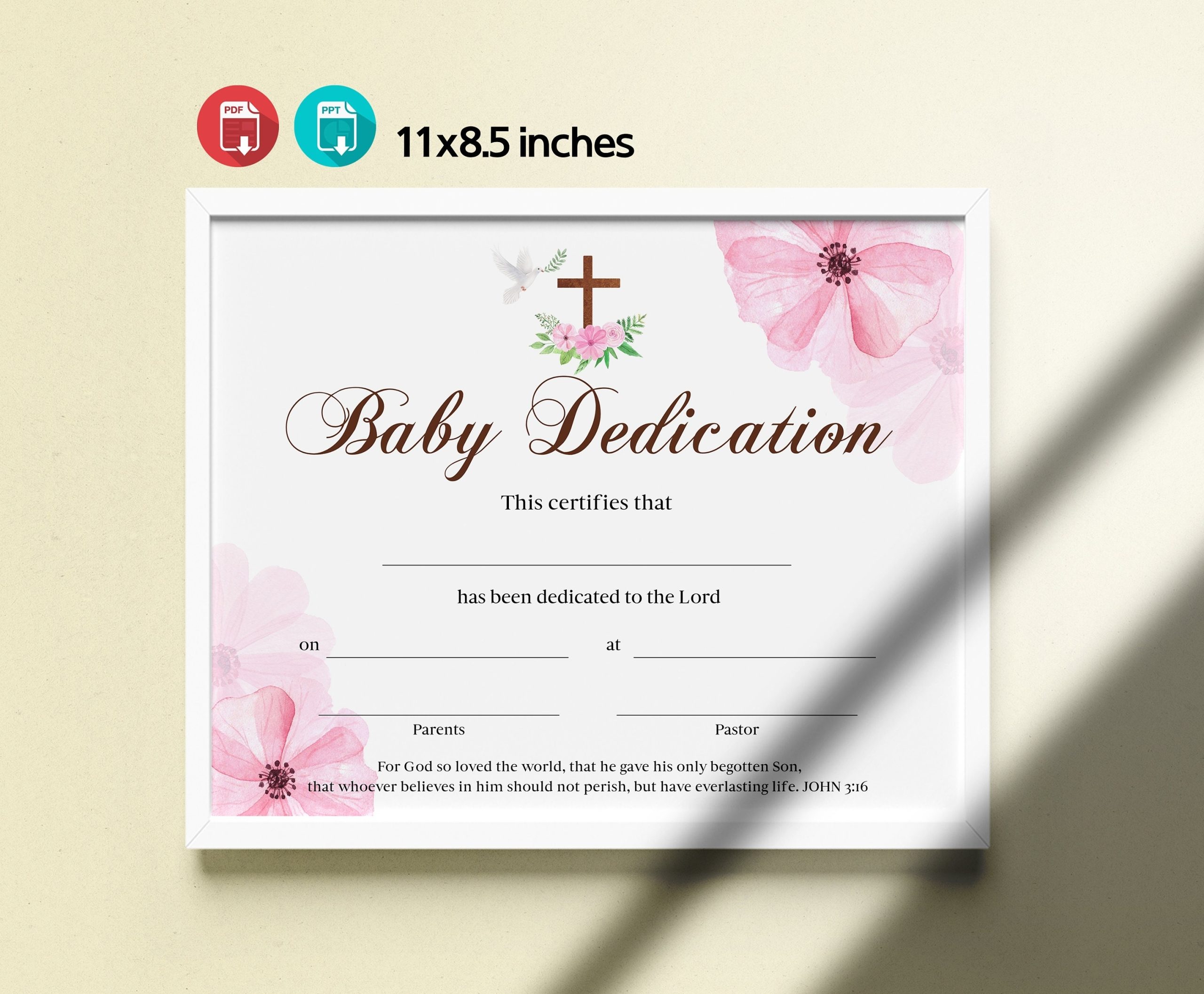 Baby Dedication Certificate Girl Baby Dedication Certificate | Etsy In Baby Dedication Certificate Template