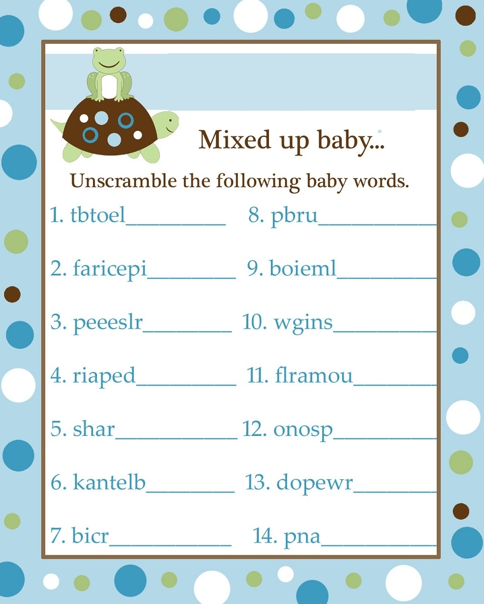 Baby Shower Word Scramble Template : Printable Adventure Mountain Baby with Making Words Template
