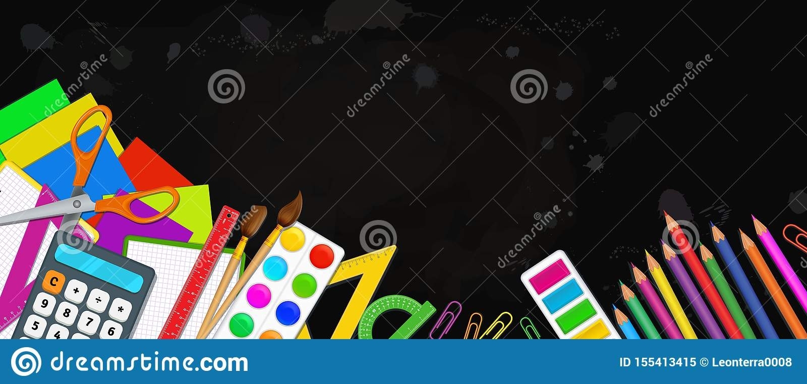Back To School Education Banner Template With Colorful School Supplies with Classroom Banner Template
