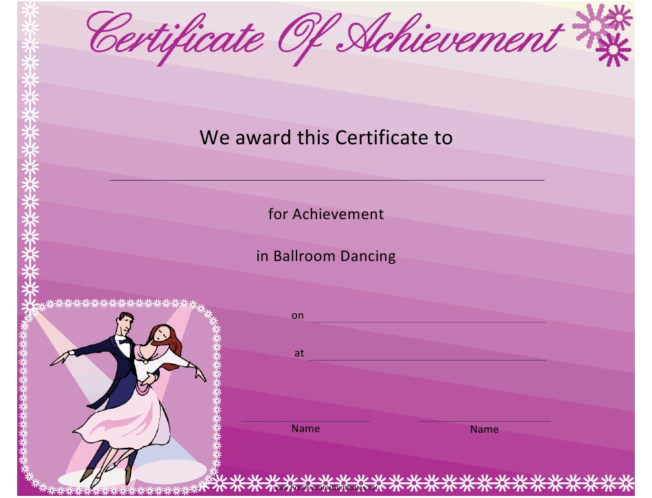 Ballroom Dancing Achievement Certificate Template Download Printable In Dance Certificate Template