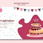 Banner Template With Happy Birthday Theme | Free Psd File Intended For Free Happy Birthday Banner Templates Download