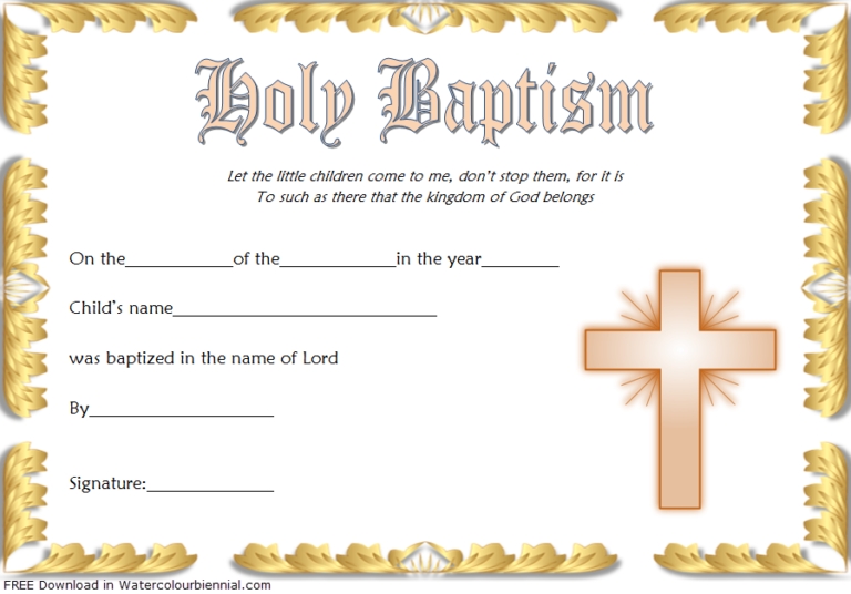 Baptism Certificate Template Word [9+ New Designs Free] Regarding Baptism Certificate Template Word