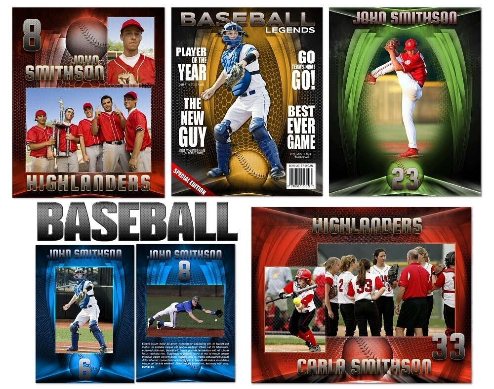 Baseball Heroes Custom Templates | Etsy In Custom Baseball Cards Template