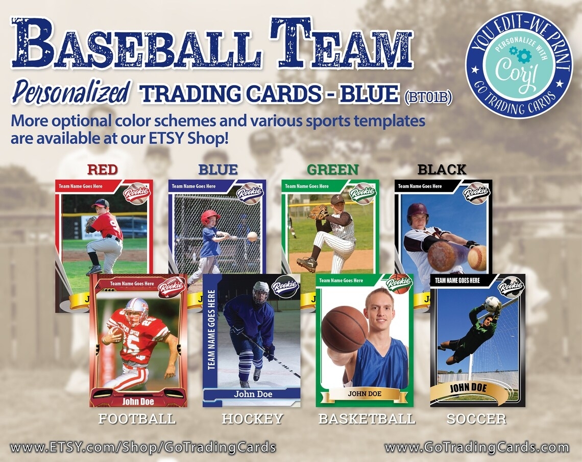 Baseball Team Custom Baseball Trading Card Template Print & | Etsy For Custom Baseball Cards Template