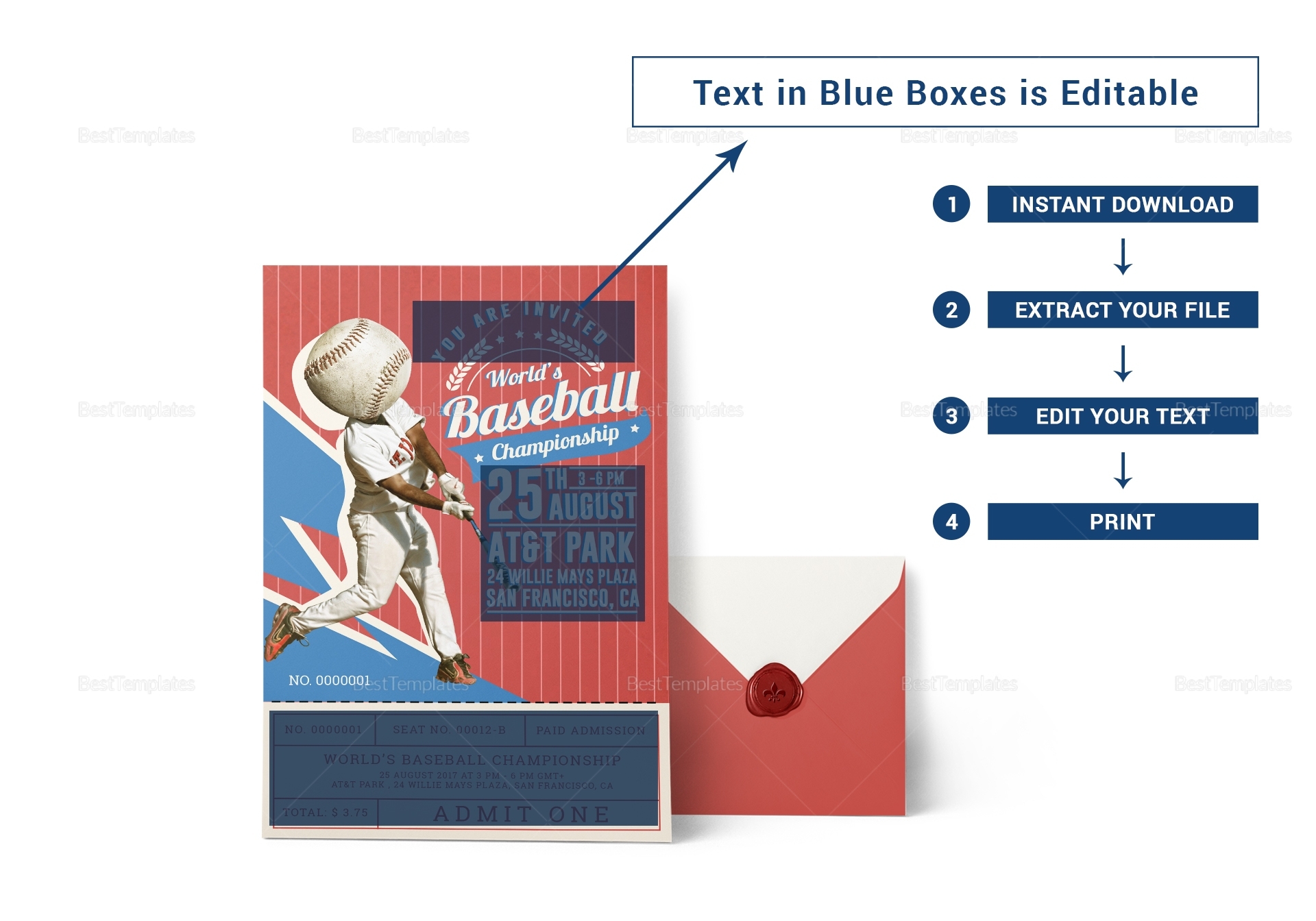 Baseball Ticket Invitation Card Design Template In Psd, Word, Publisher For Baseball Card Template Microsoft Word