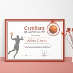 Basketball Award Achievement Certificate Design Template In Word, Psd With Basketball Certificate Template